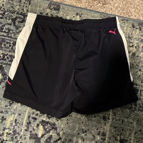 Puma Women's Black and Pink Athletic Shorts - Picture 2 of 3